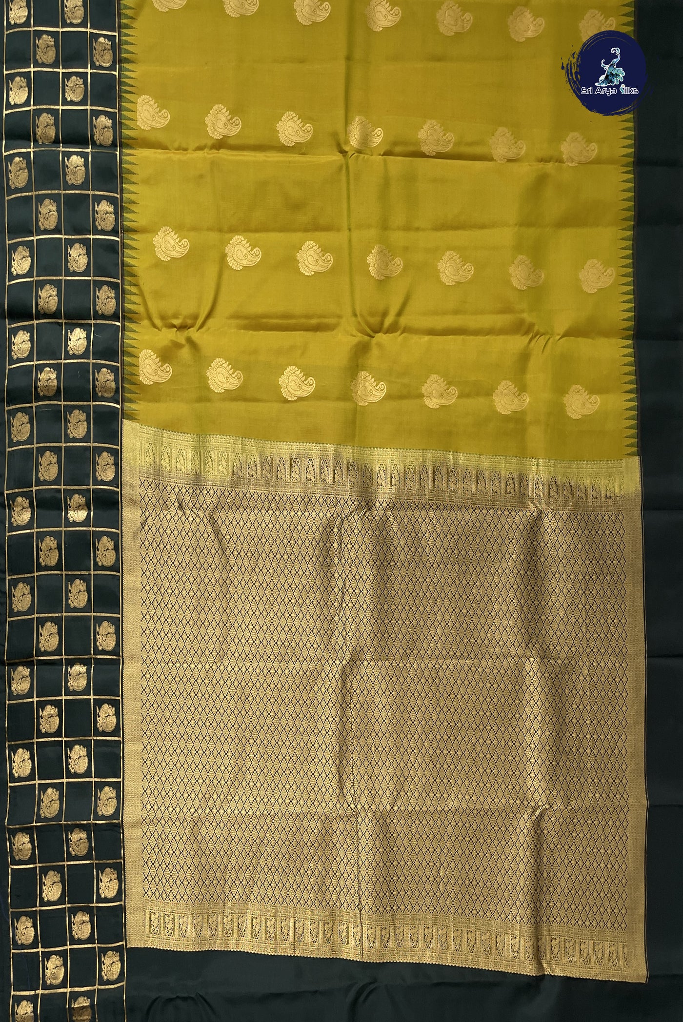 Paasiparupu Green Half Pure Silk Saree With Zari Buttas Pattern