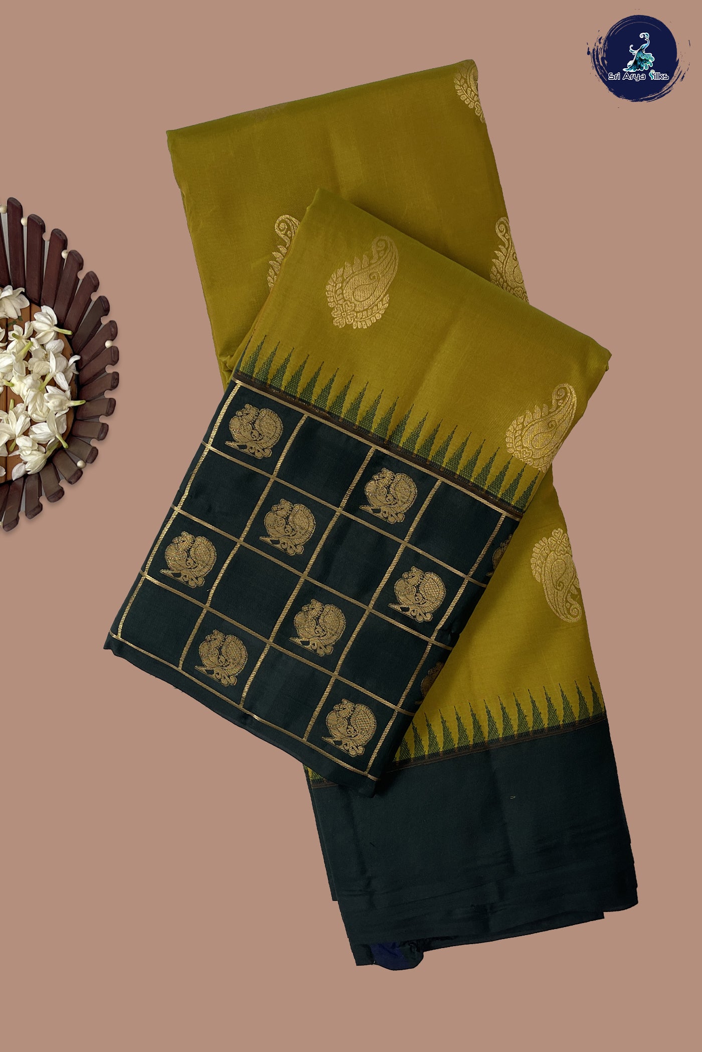Paasiparupu Green Half Pure Silk Saree With Zari Buttas Pattern