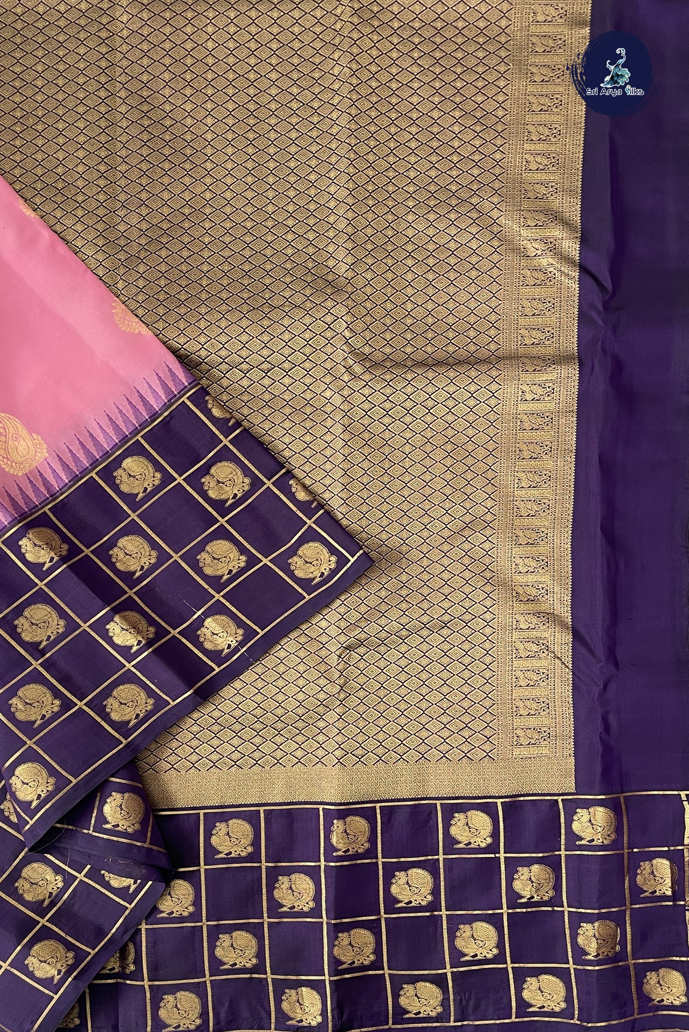 Light Pink Half Pure Silk Saree With Zari Buttas Pattern