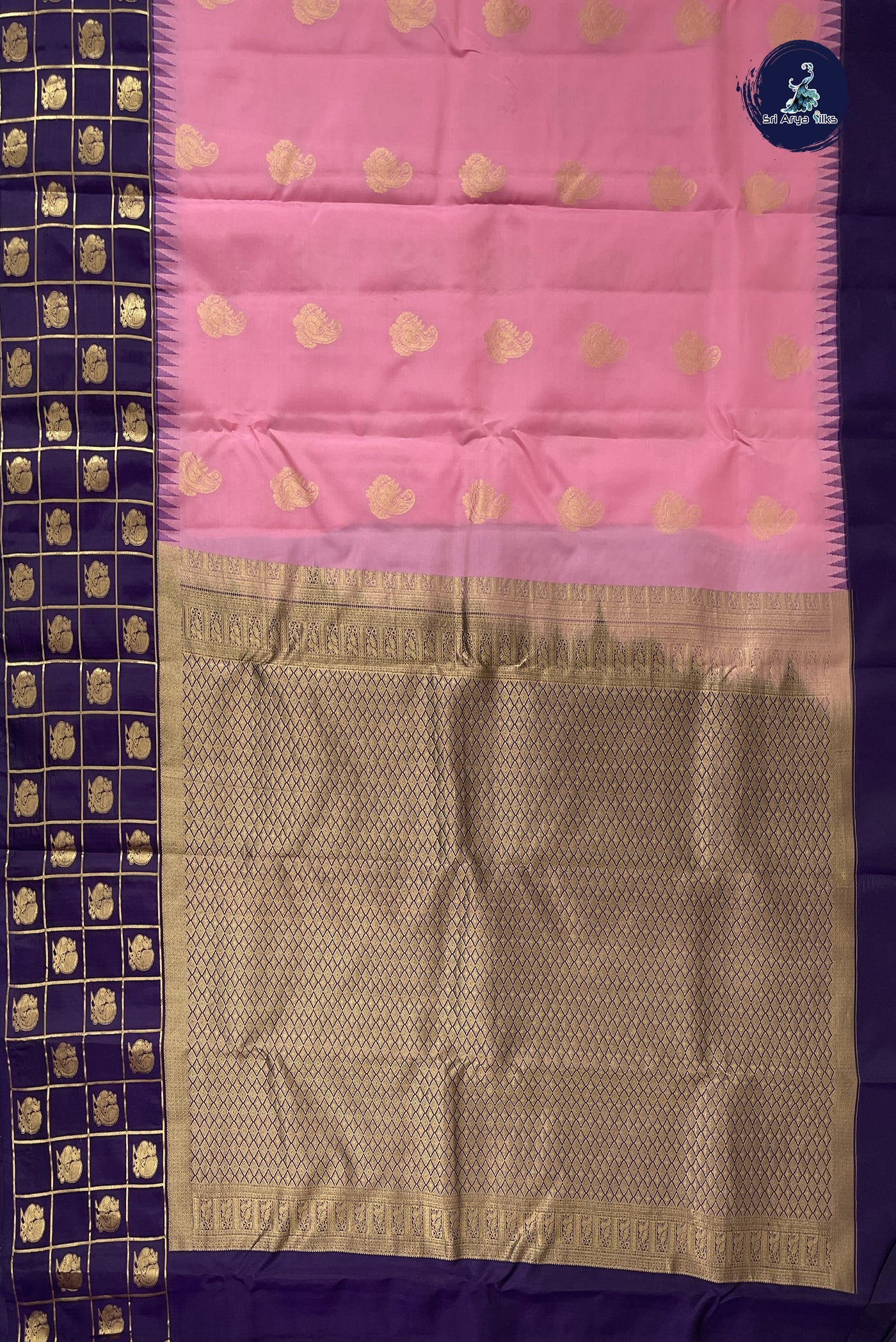 Light Pink Half Pure Silk Saree With Zari Buttas Pattern