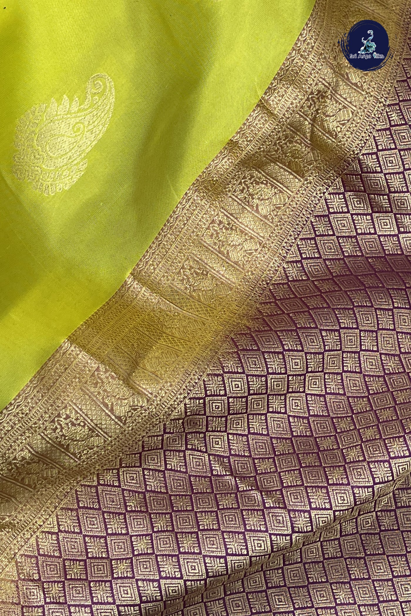 Lime Green Half Pure Silk Saree With Zari Buttas Pattern