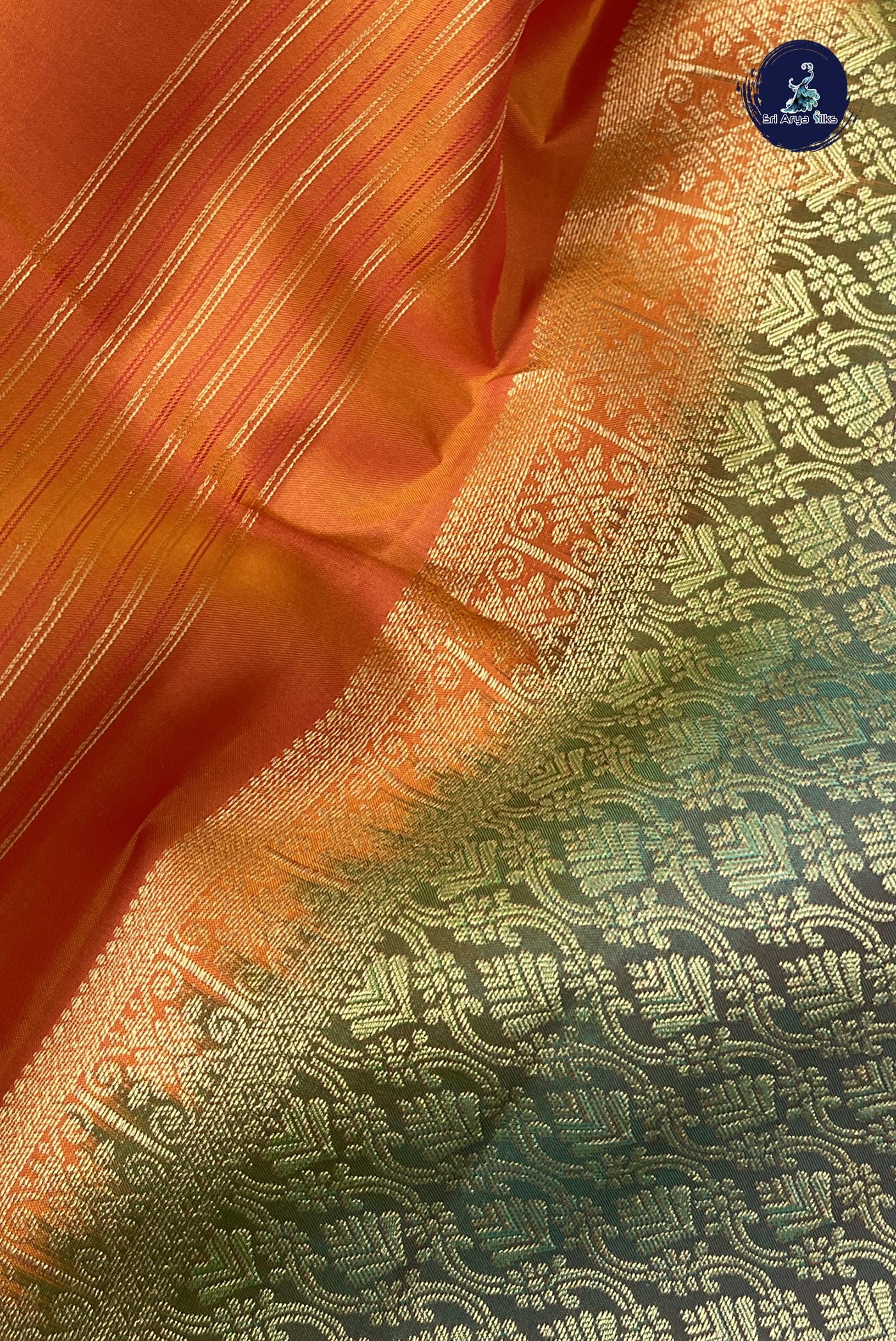 Lite Mustard Orange Half Pure Silk Saree With Zari Buttas Pattern