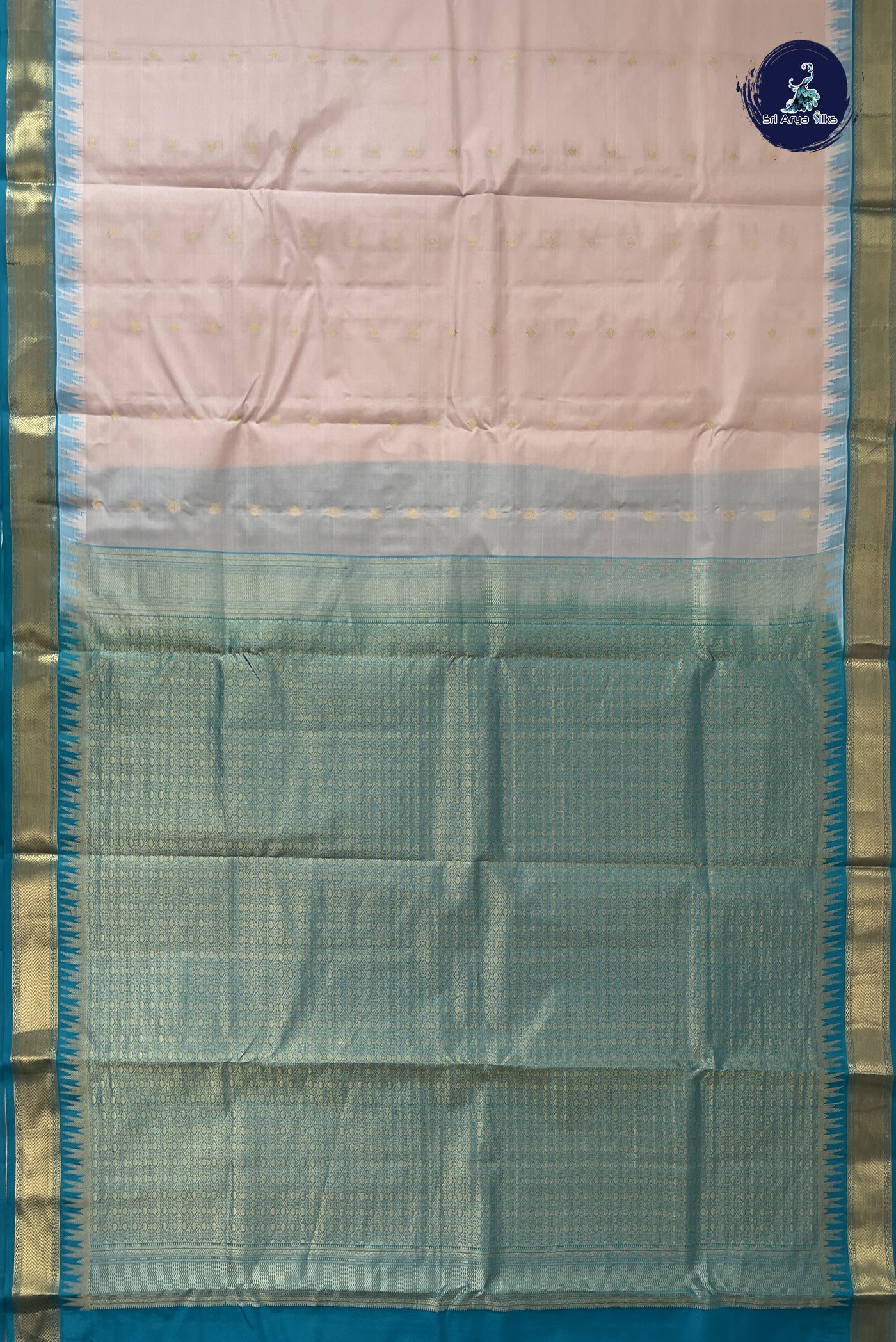 Pastel Shade Half Pure Silk Saree With Zari Buttas Pattern