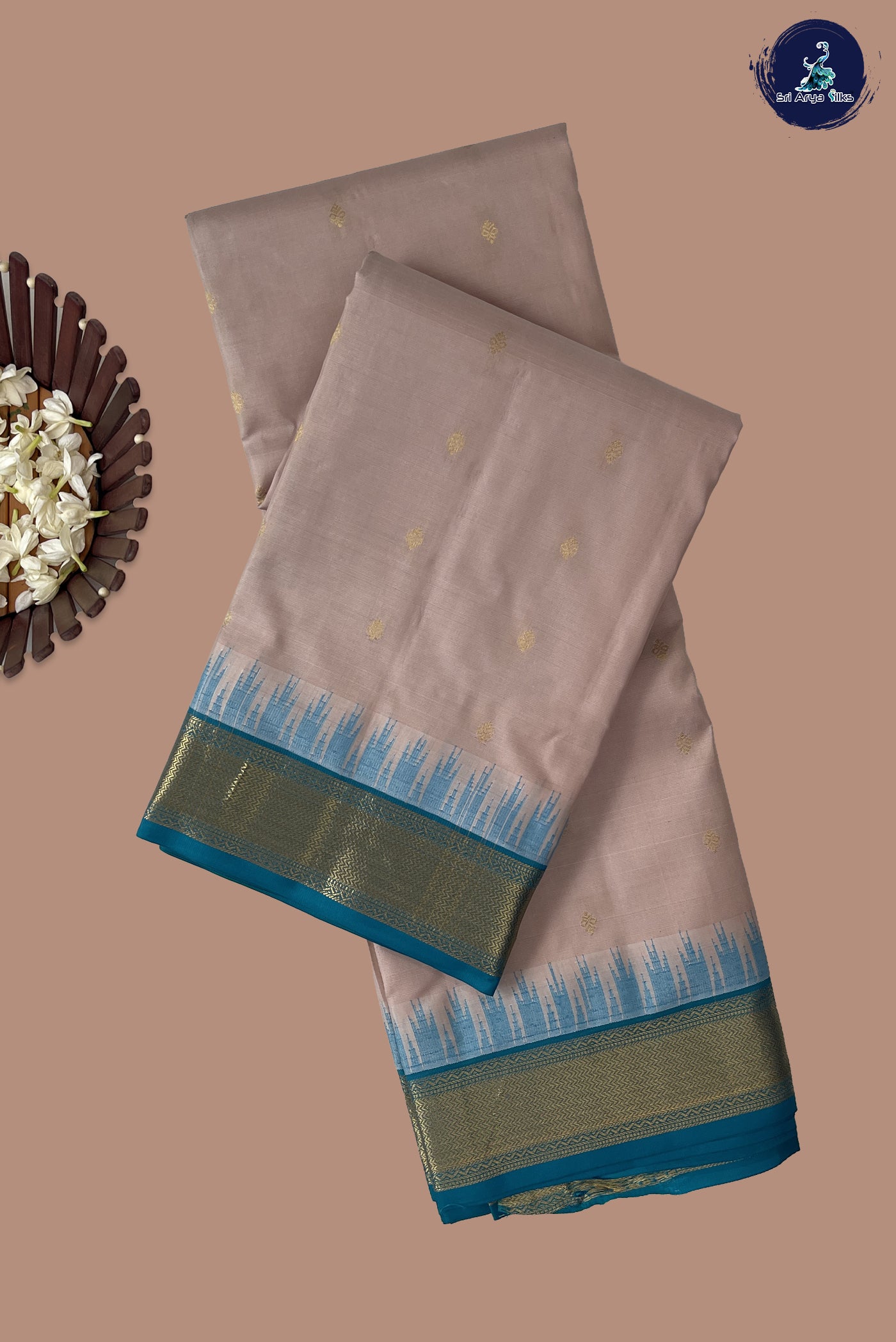 Pastel Shade Half Pure Silk Saree With Zari Buttas Pattern
