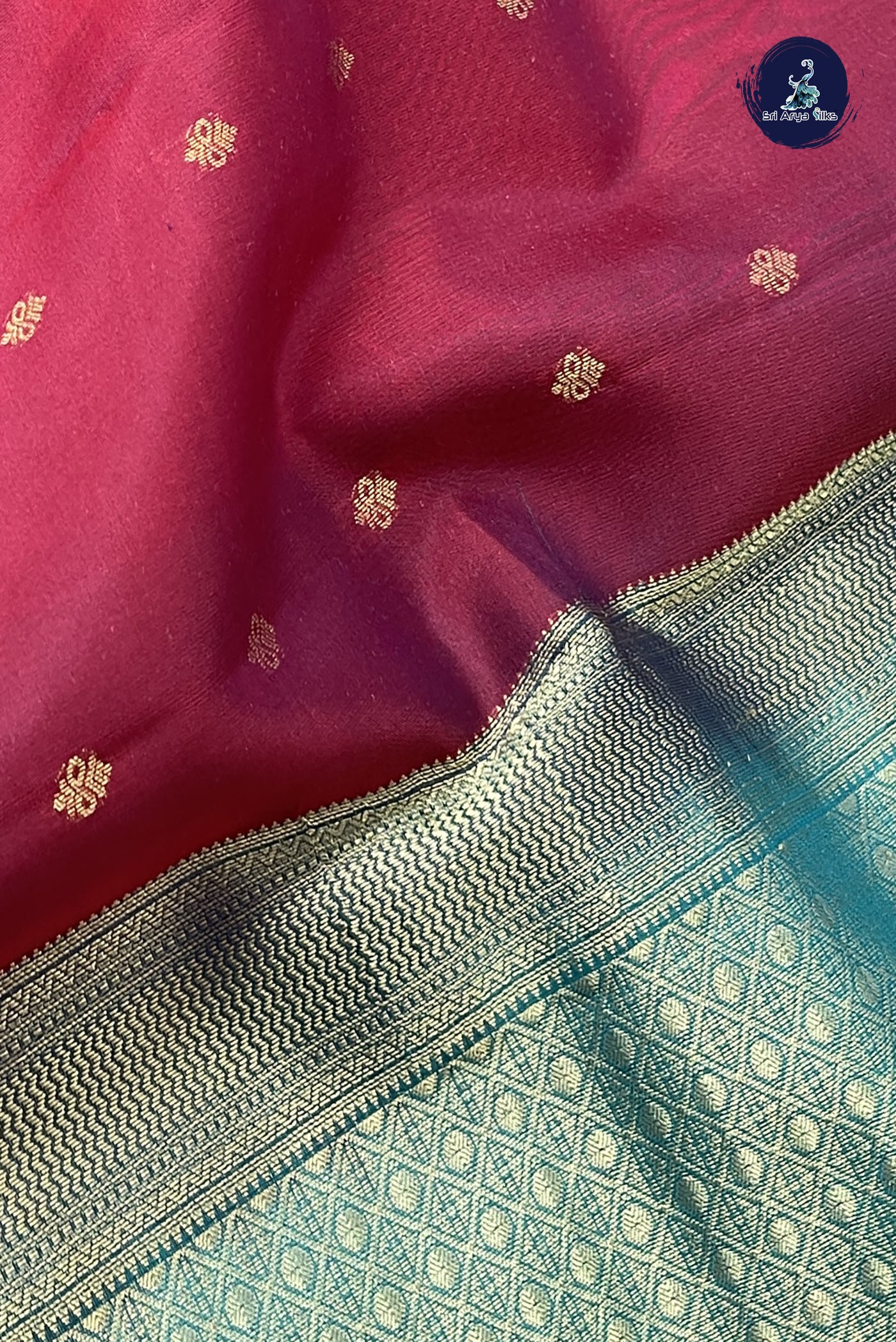 Maroon Half Pure Silk Saree With Zari Buttas Pattern