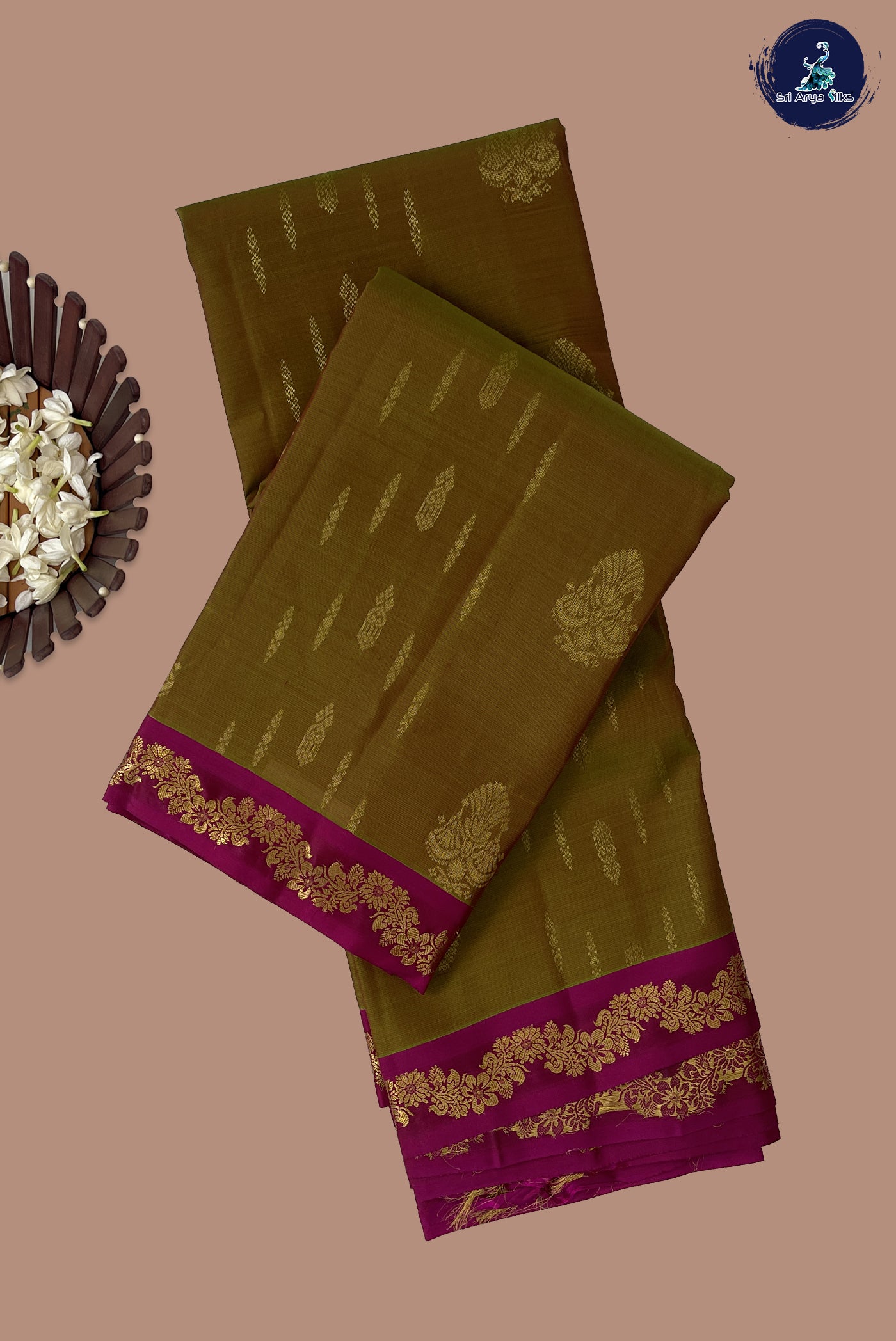 Manthulir Half Pure Silk Saree With Zari Buttas Pattern