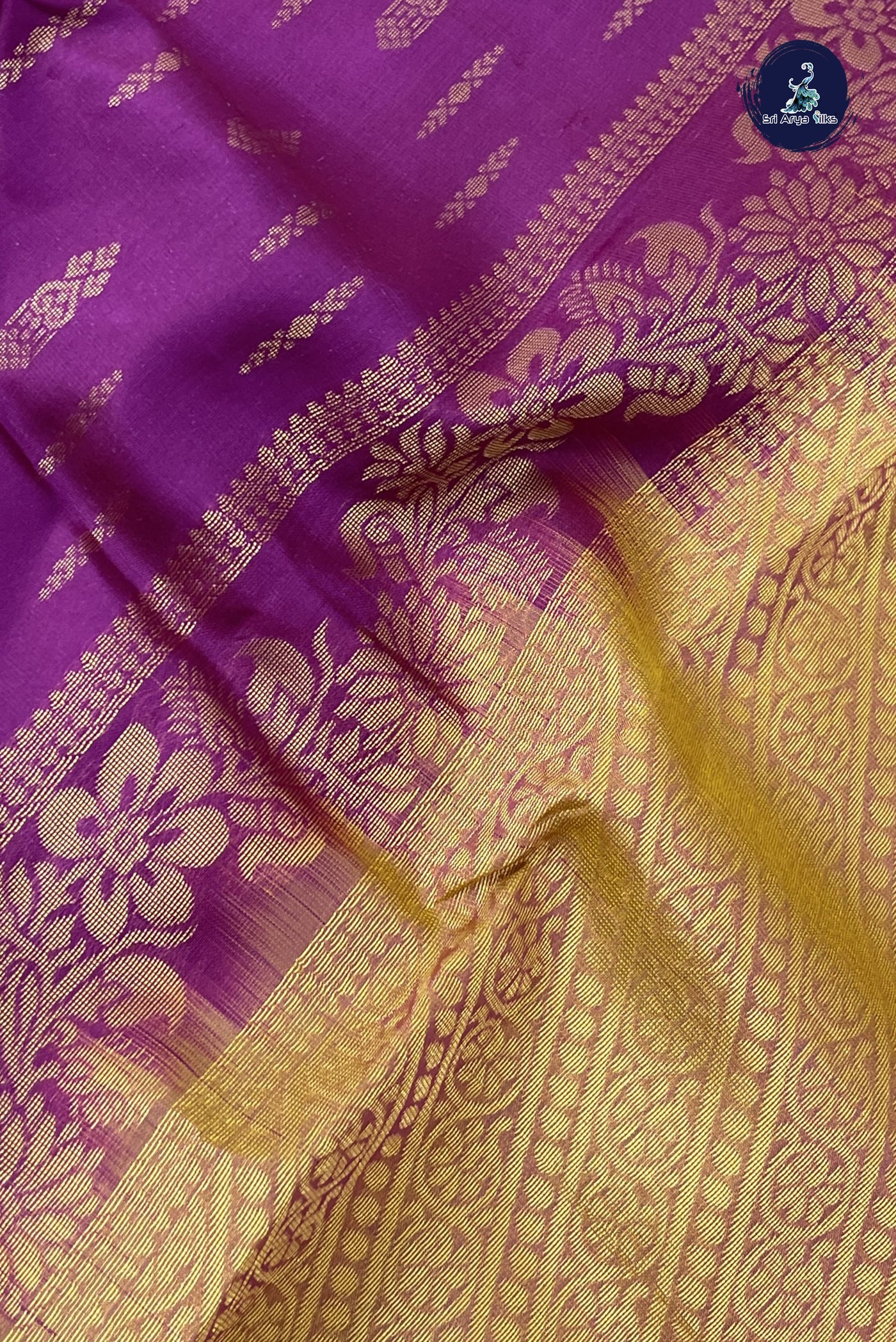 Magenta Purple Half Pure Silk Saree With Zari Buttas Pattern