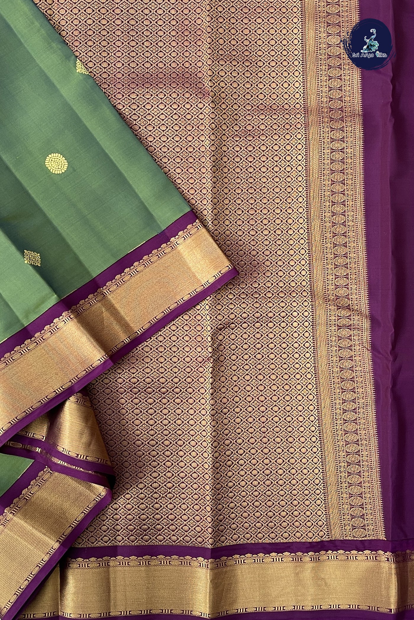 Pastel Green Half Pure Silk Saree With Zari Buttas Pattern