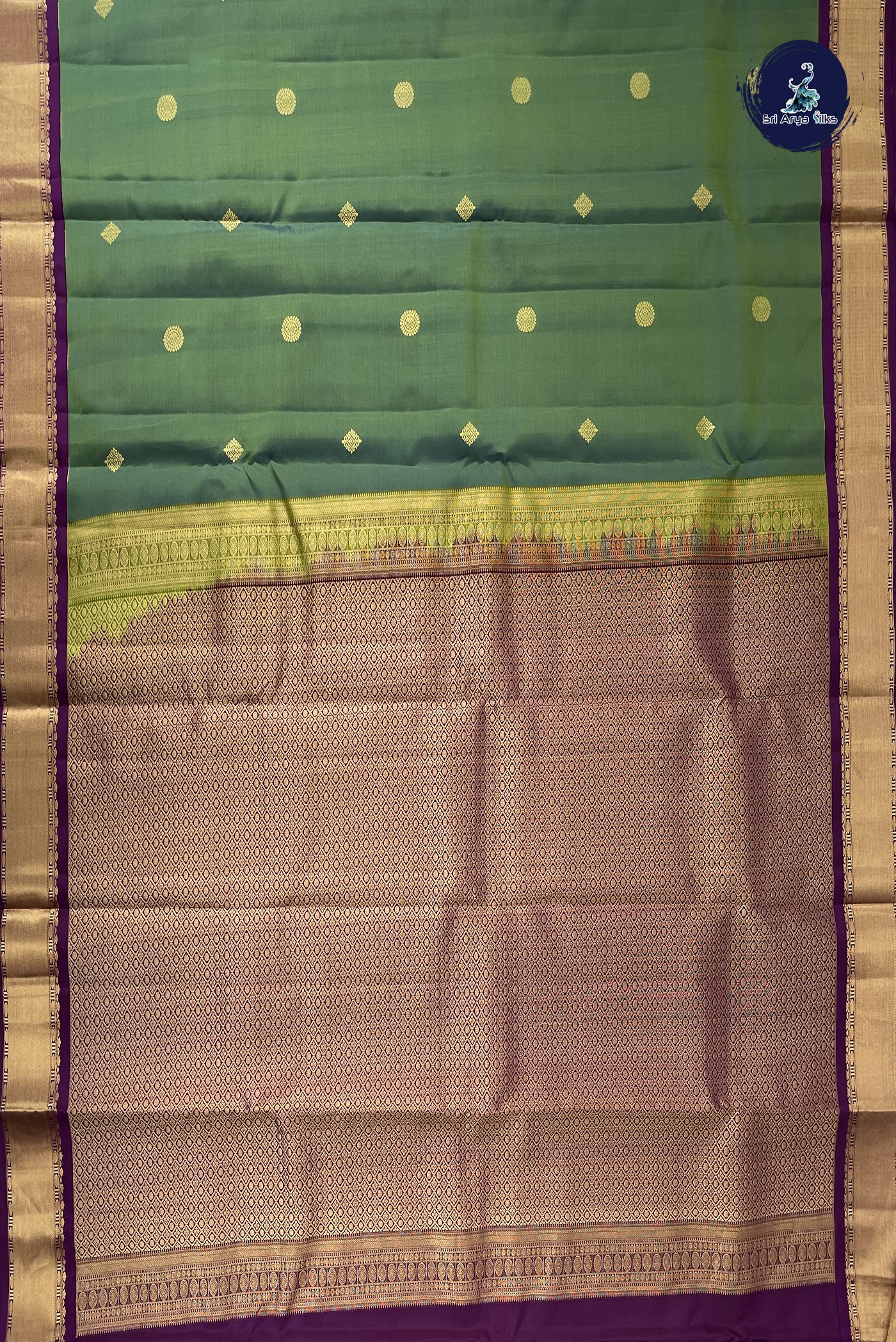 Pastel Green Half Pure Silk Saree With Zari Buttas Pattern