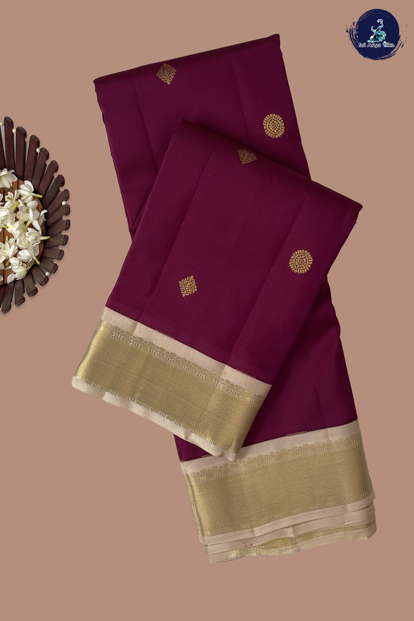Arakku Half Pure Silk Saree With Zari Buttas Pattern