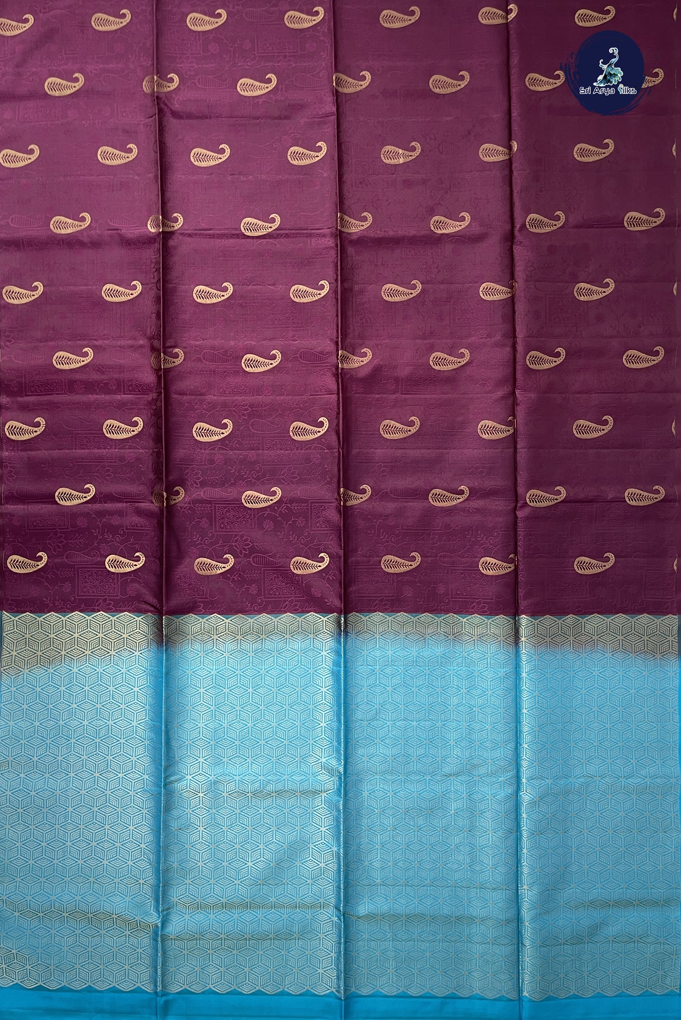 Jamun Half Pure Silk Saree With Embossed Pattern