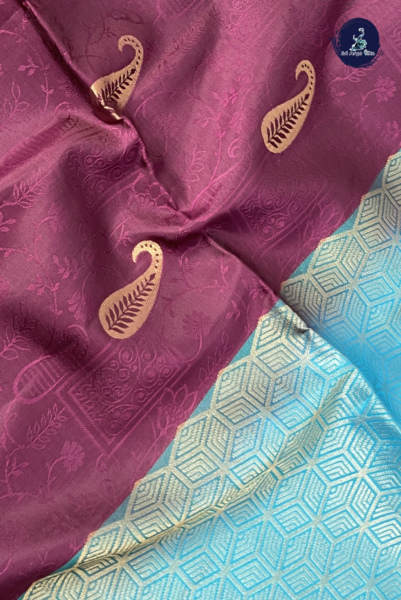 Jamun Half Pure Silk Saree With Embossed Pattern
