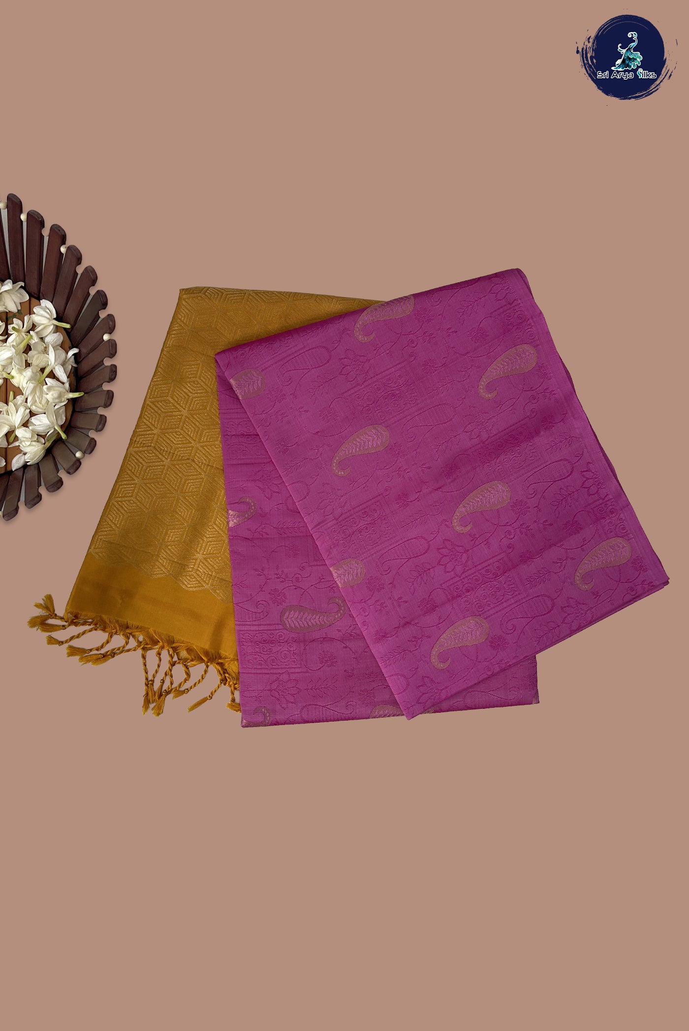 Pink Half Pure Silk Saree With Embossed Pattern