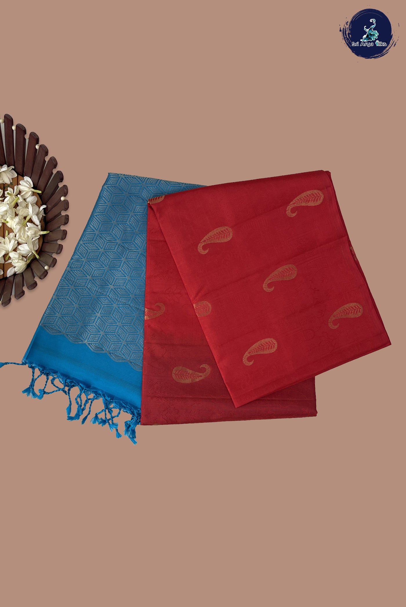 Red Half Pure Silk Saree With Embossed Pattern