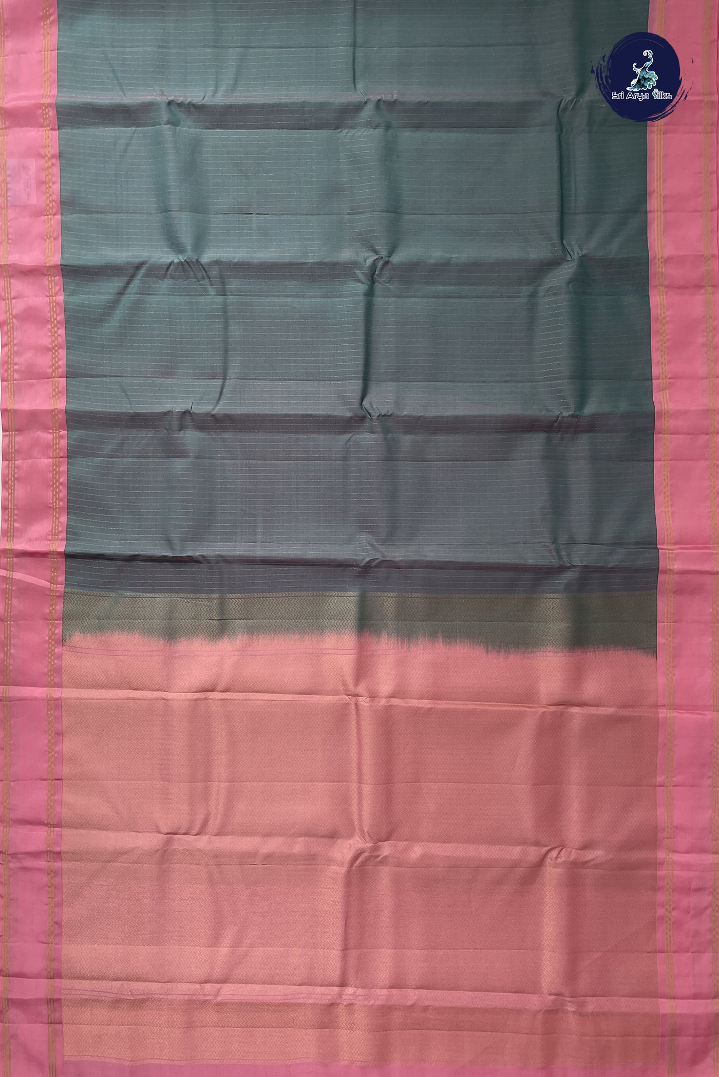 Pastel Shade Half Pure Silk Saree With Stripes Pattern