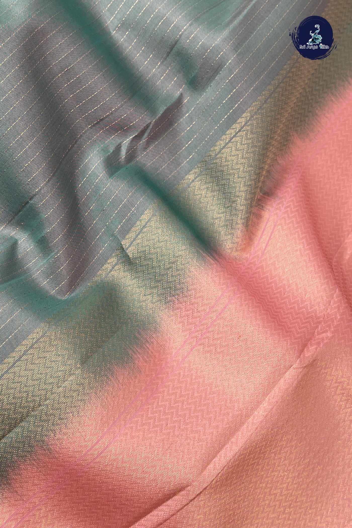 Pastel Shade Half Pure Silk Saree With Stripes Pattern