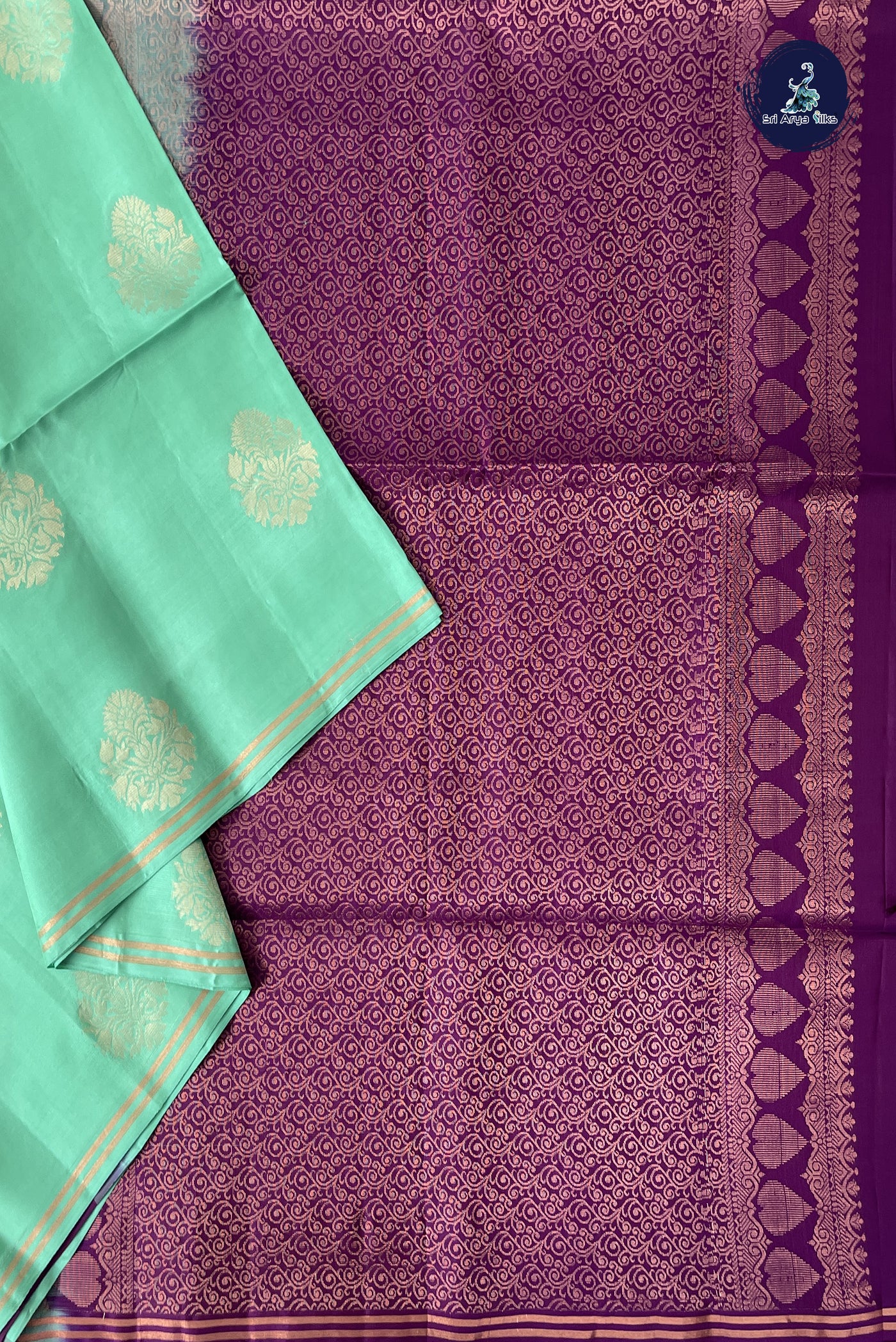 Pastel Green Half Pure Silk Saree With Zari Buttas Pattern