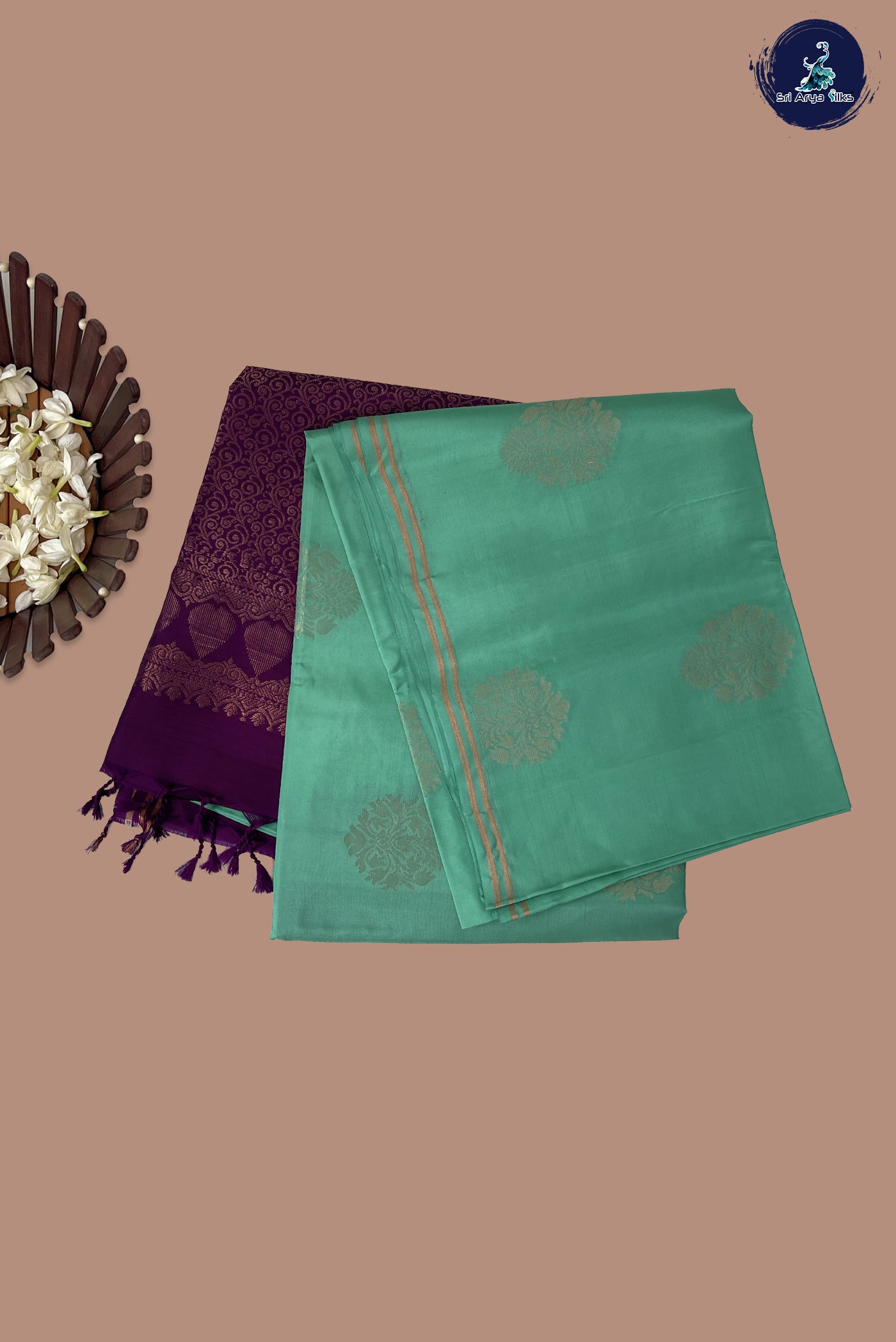 Pastel Green Half Pure Silk Saree With Zari Buttas Pattern
