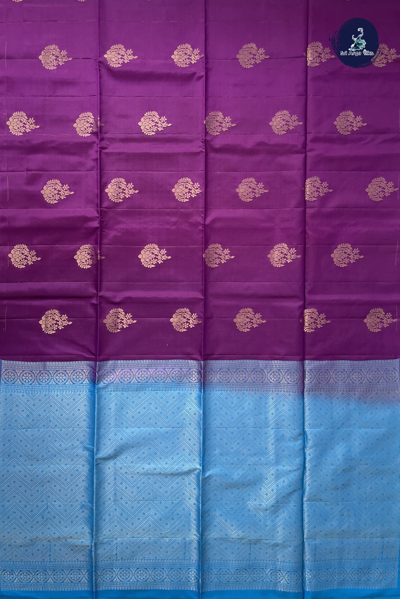 Jamun Half Pure Silk Saree With Zari Buttas Pattern