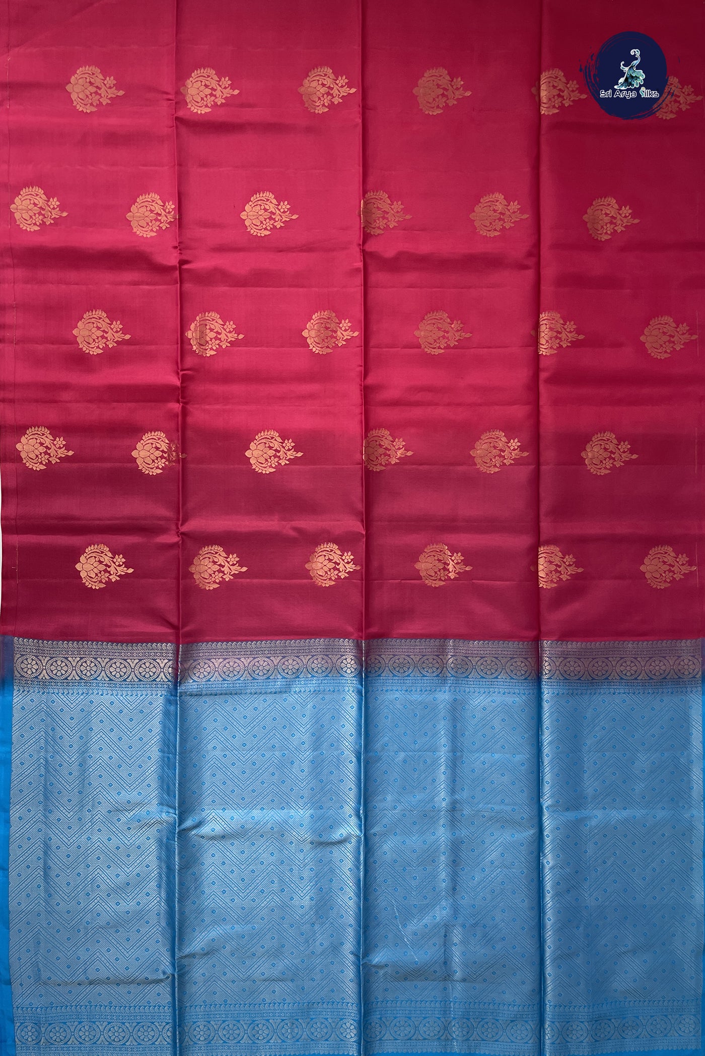 Pinkish Maroon Half Pure Silk Saree With Zari Buttas Pattern
