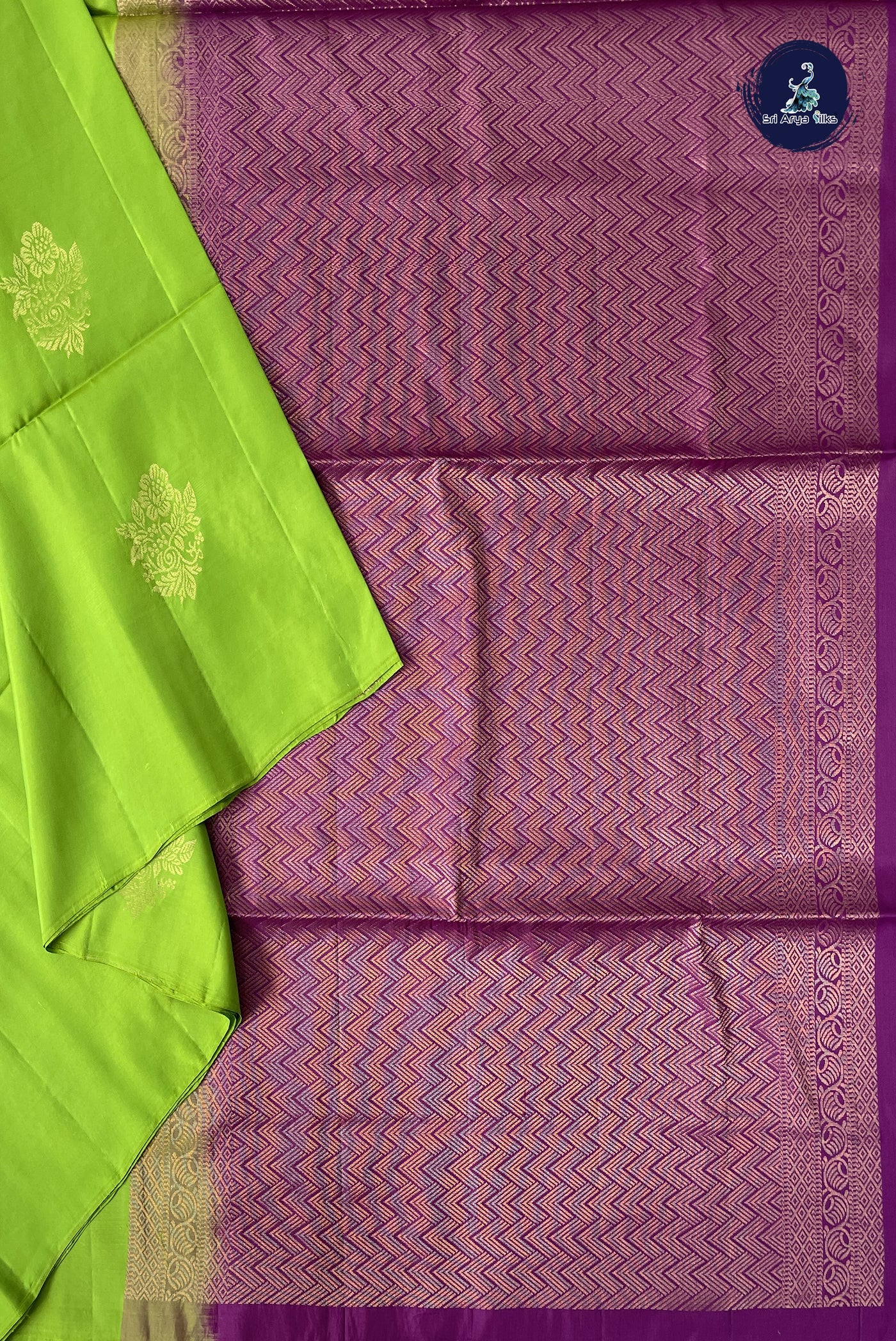 Light Green Half Pure Silk Saree With Zari Buttas Pattern