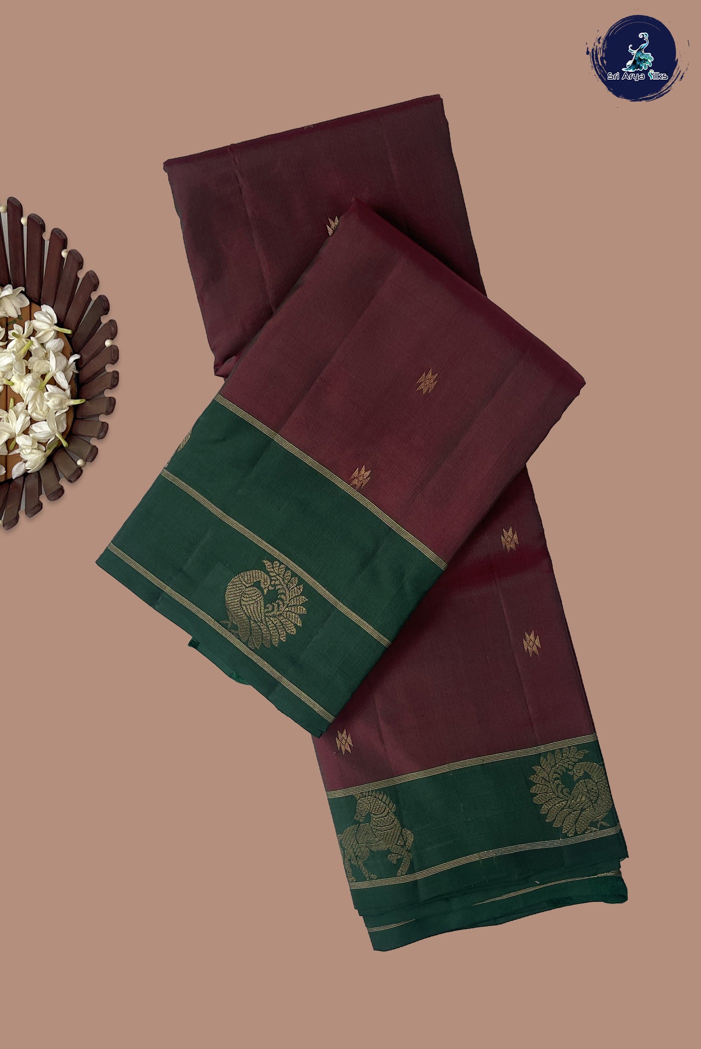 Manthulir Half Pure Silk Saree With Zari Buttas Pattern