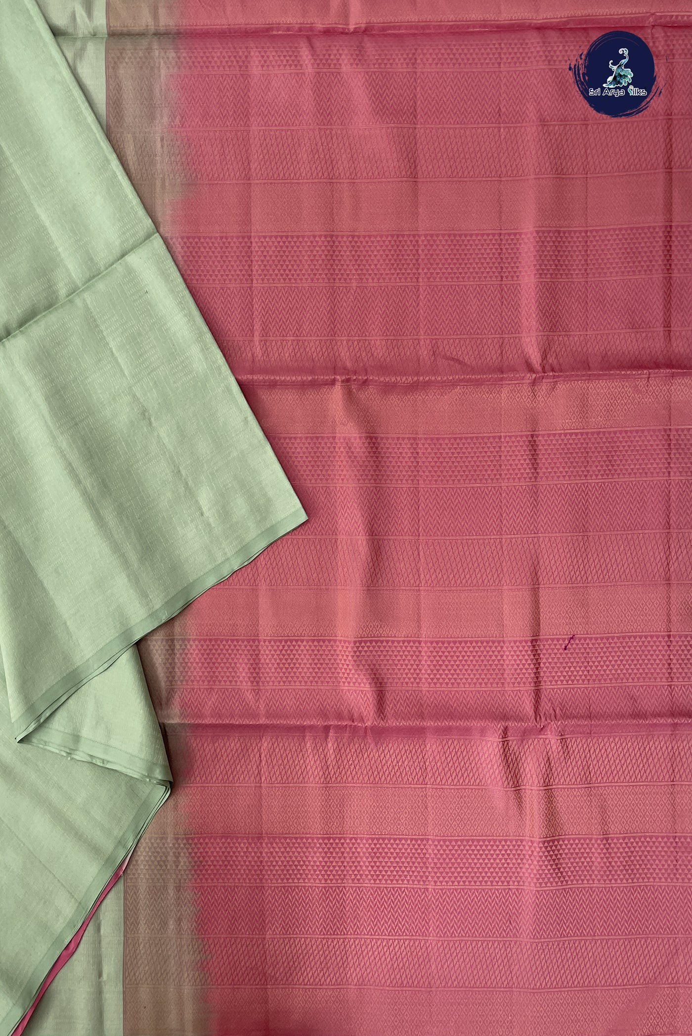 Pista Green Half Pure Silk Saree With Zari Woven Pattern