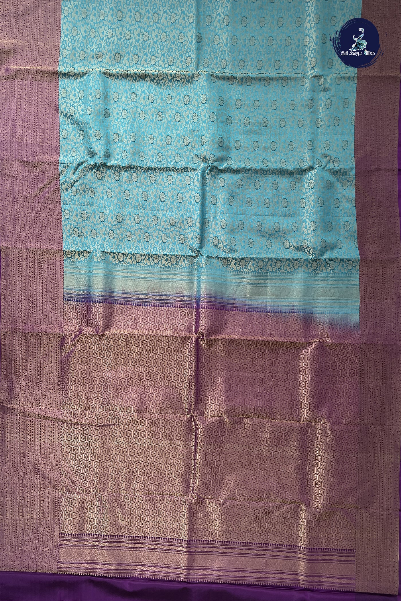Blue Half Pure Silk Saree With Jacquard Pattern