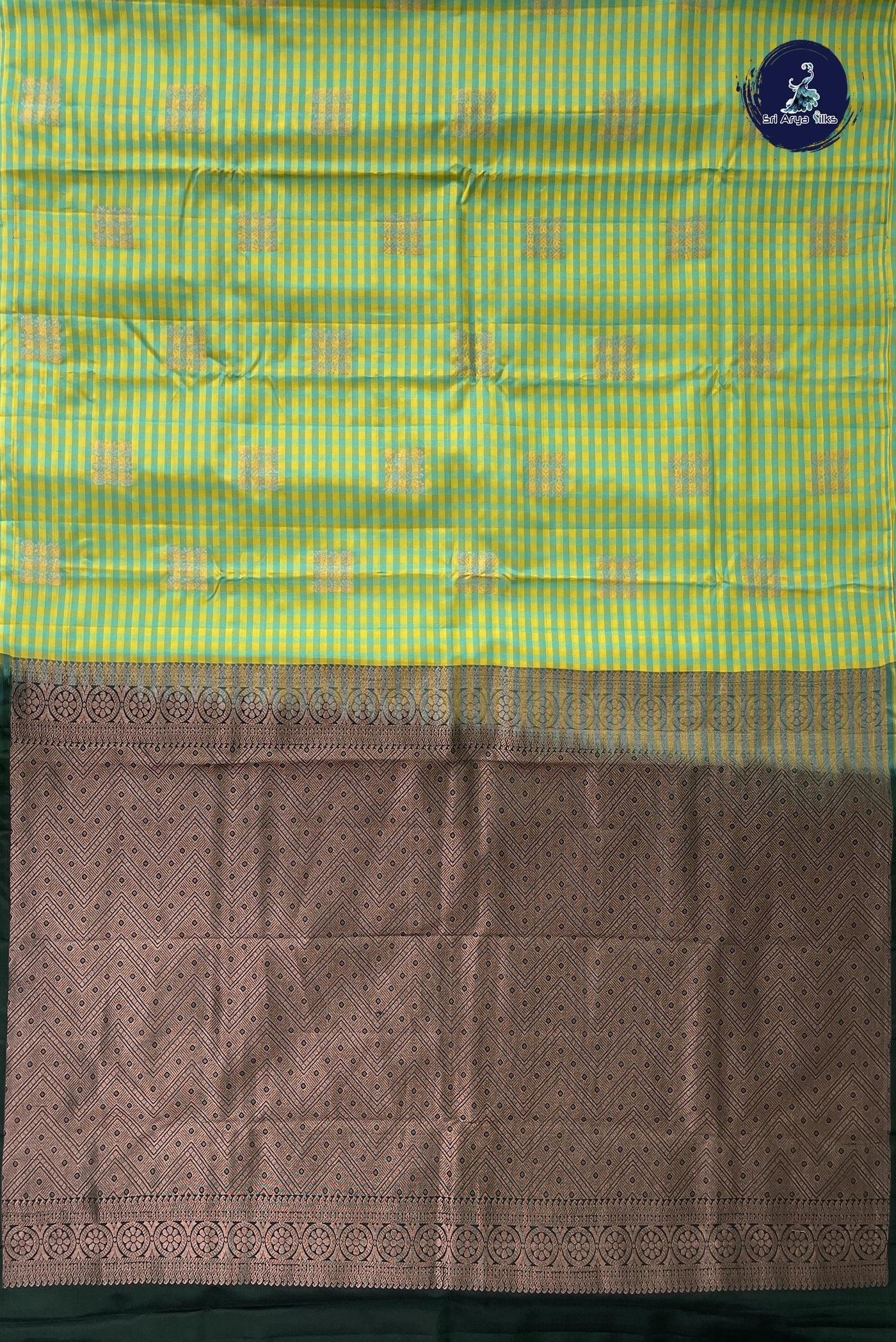 Multi Colour Half Pure Silk Saree With Checked Pattern