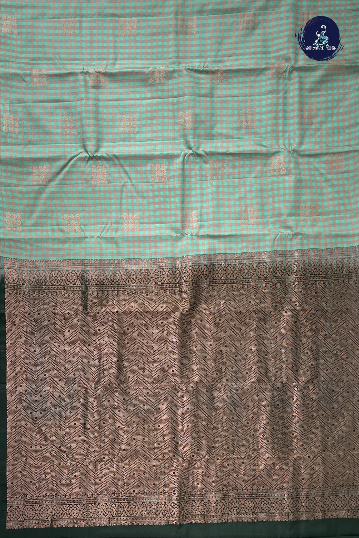 Multi Colour Half Pure Silk Saree With Checked Pattern