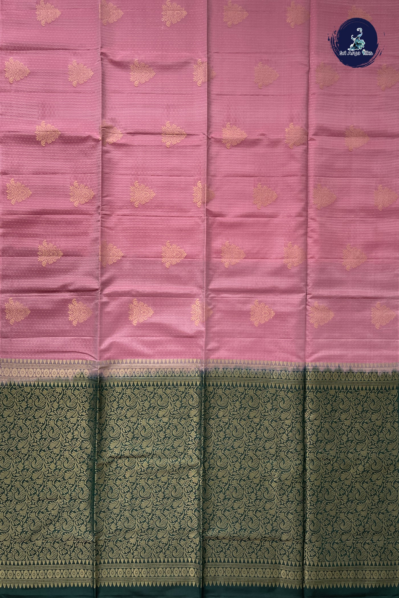 Lotus Pink Half Pure Silk Saree With Stripes Pattern