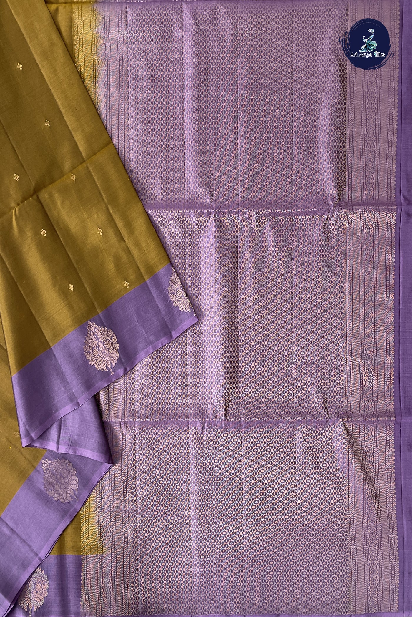 Golden Mustard Half Pure Silk Saree With Zari Buttas Pattern