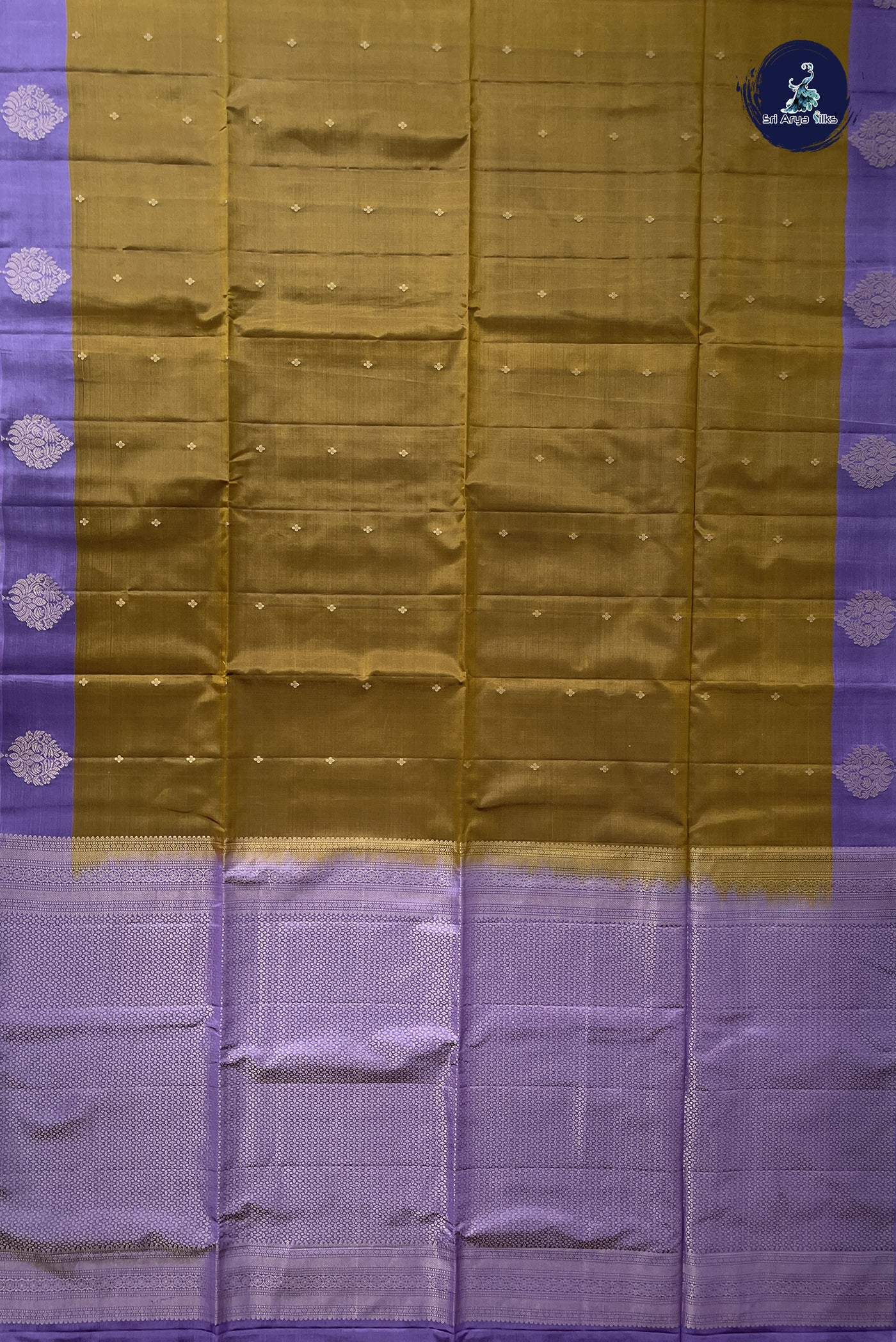 Golden Mustard Half Pure Silk Saree With Zari Buttas Pattern