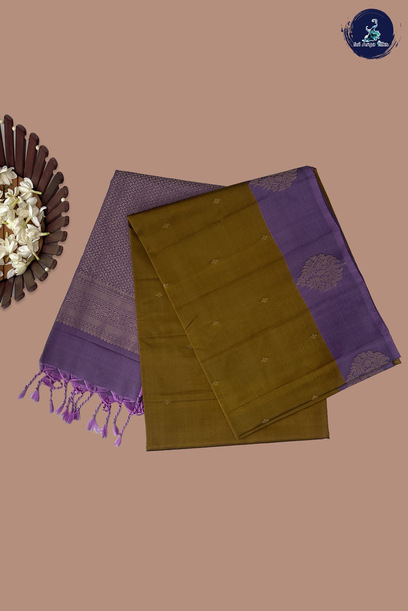 Golden Mustard Half Pure Silk Saree With Zari Buttas Pattern