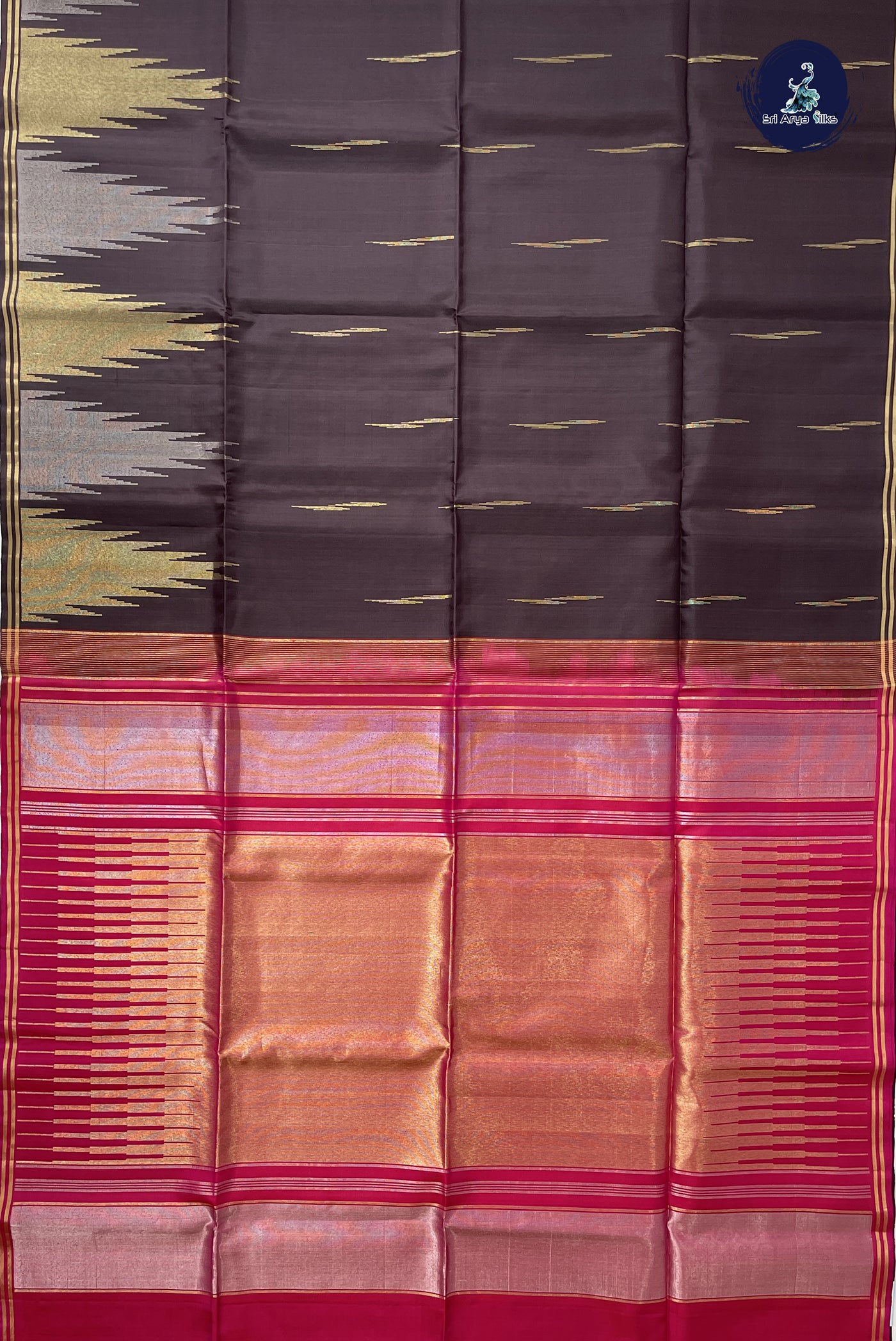 Brown Soft Silk Saree With Zari Buttas Pattern