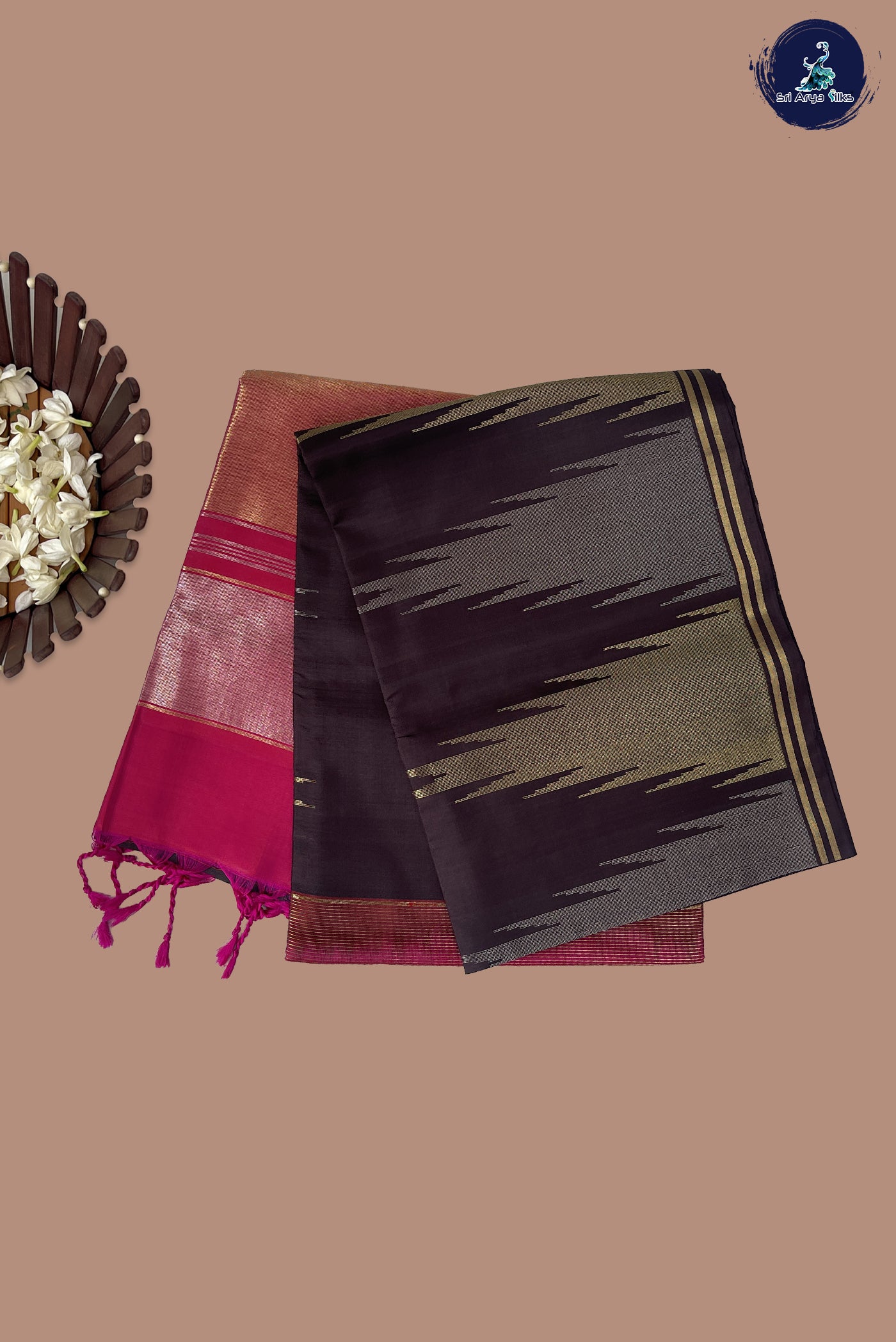 Brown Soft Silk Saree With Zari Buttas Pattern