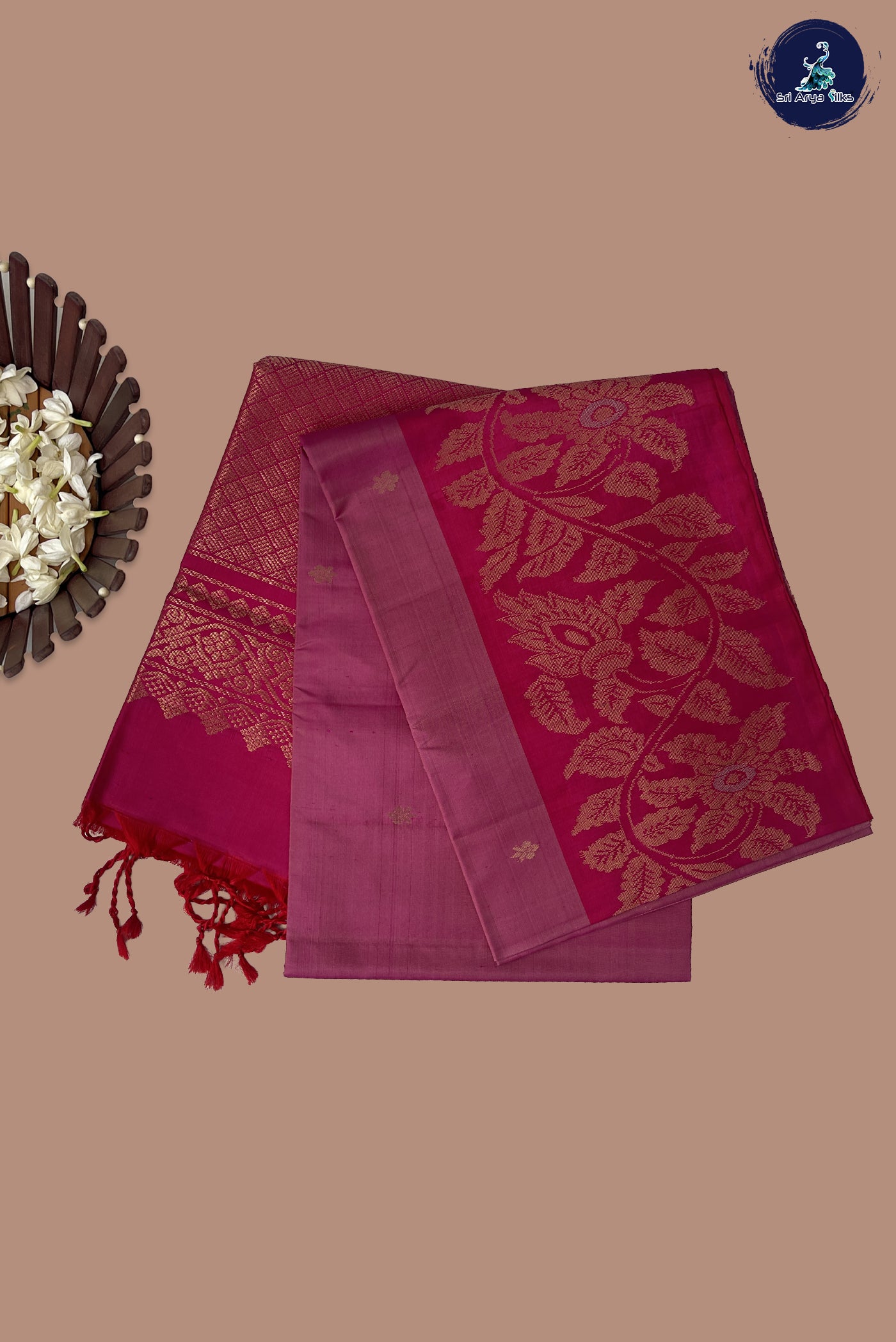 Dual Tone Pink Soft Silk Saree With Zari Buttas Pattern