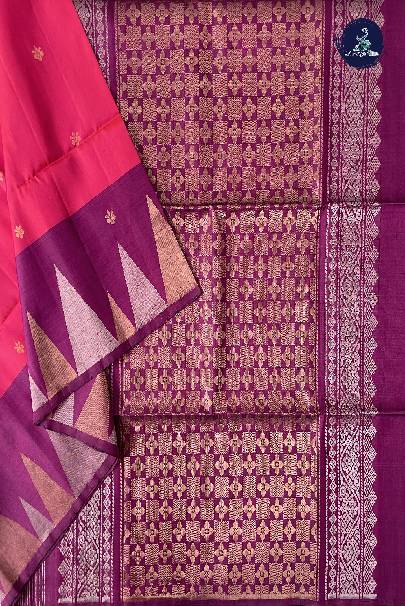 Dual Tone Pink Soft Silk Saree With Zari Buttas Pattern