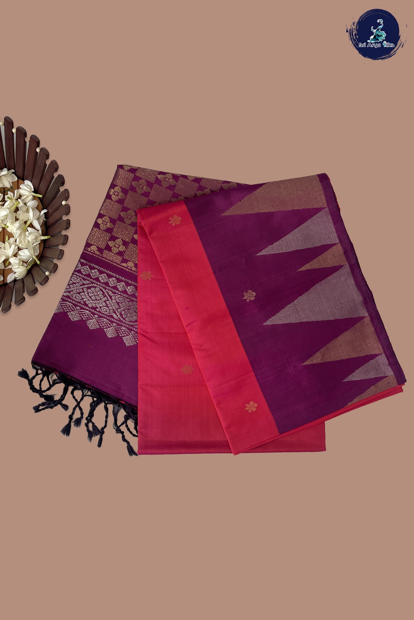 Dual Tone Pink Soft Silk Saree With Zari Buttas Pattern
