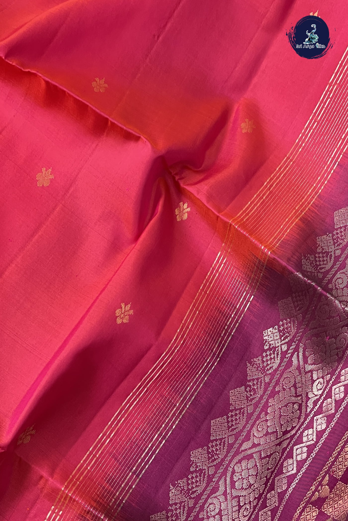 Dual Tone Pink Soft Silk Saree With Zari Buttas Pattern