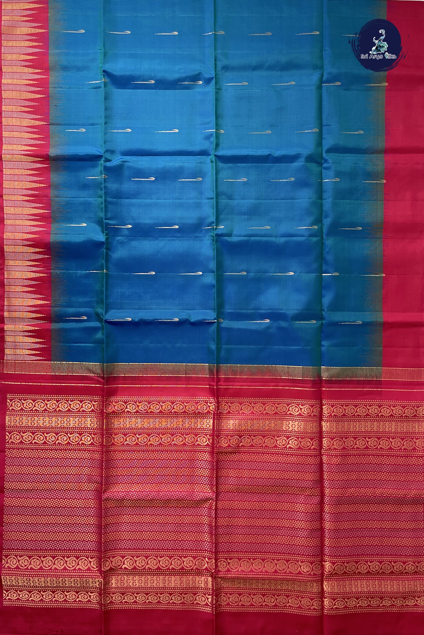 Blue Soft Silk Saree With Zari Buttas Pattern