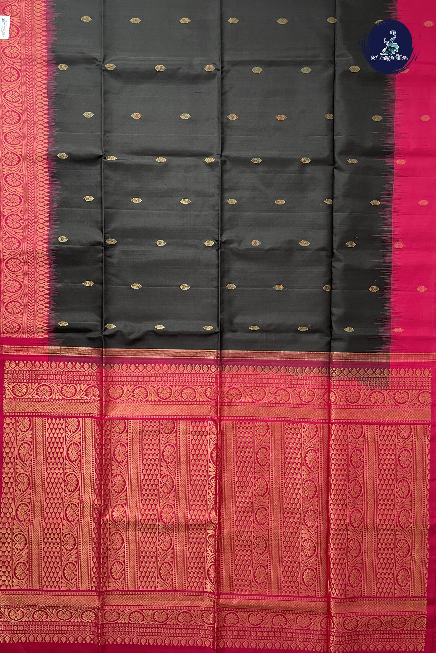 Black Soft Silk Saree With Zari Buttas Pattern
