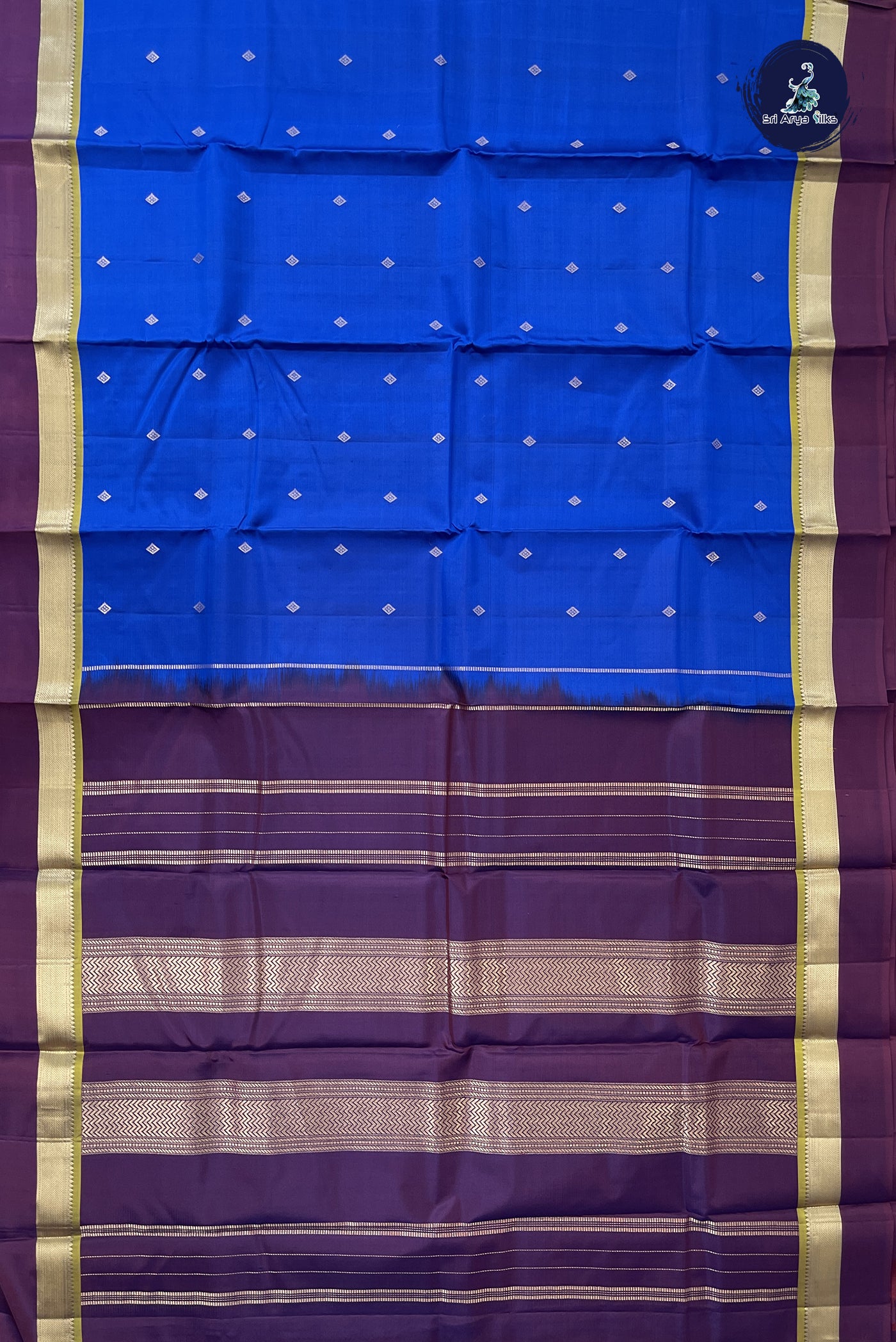 Royal Blue Light Weight Silk Saree With Zari Buttas Pattern