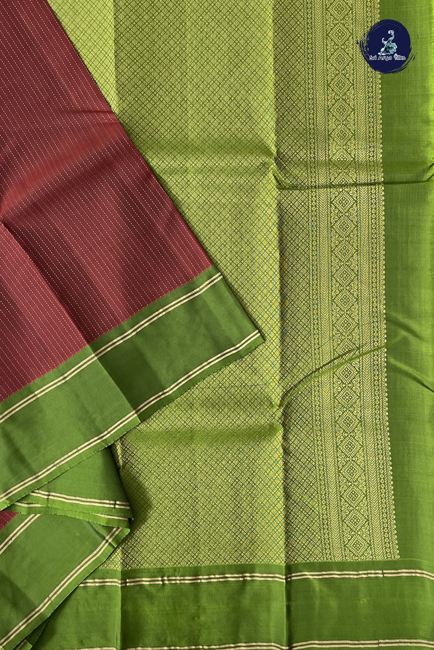 Brown Light Weight Silk Saree With Stripes Pattern
