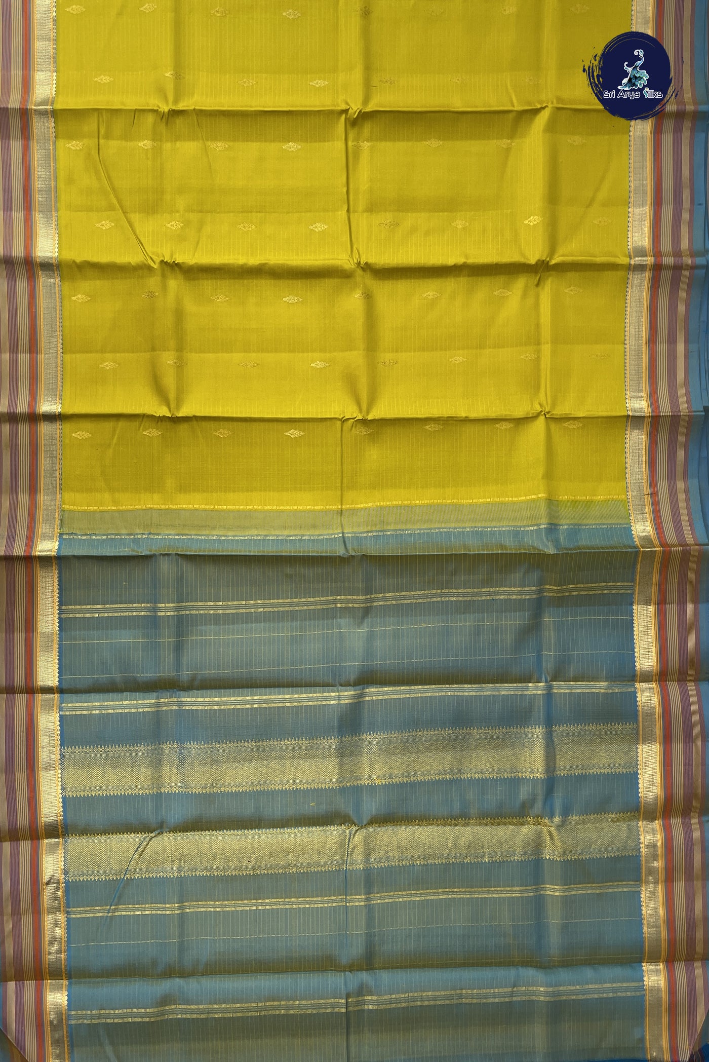Lemon Yellow Light Weight Silk Saree With Zari Buttas Pattern