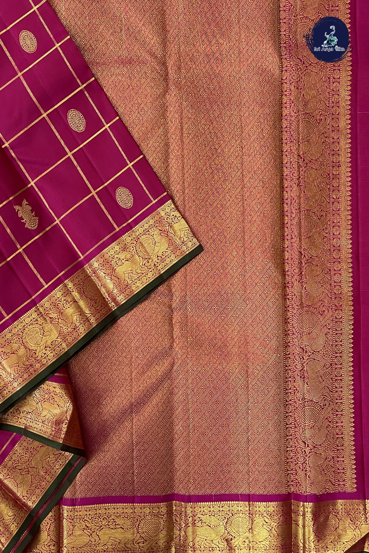 Rani Pink Bridal Silk Saree With Zari Checked Pattern