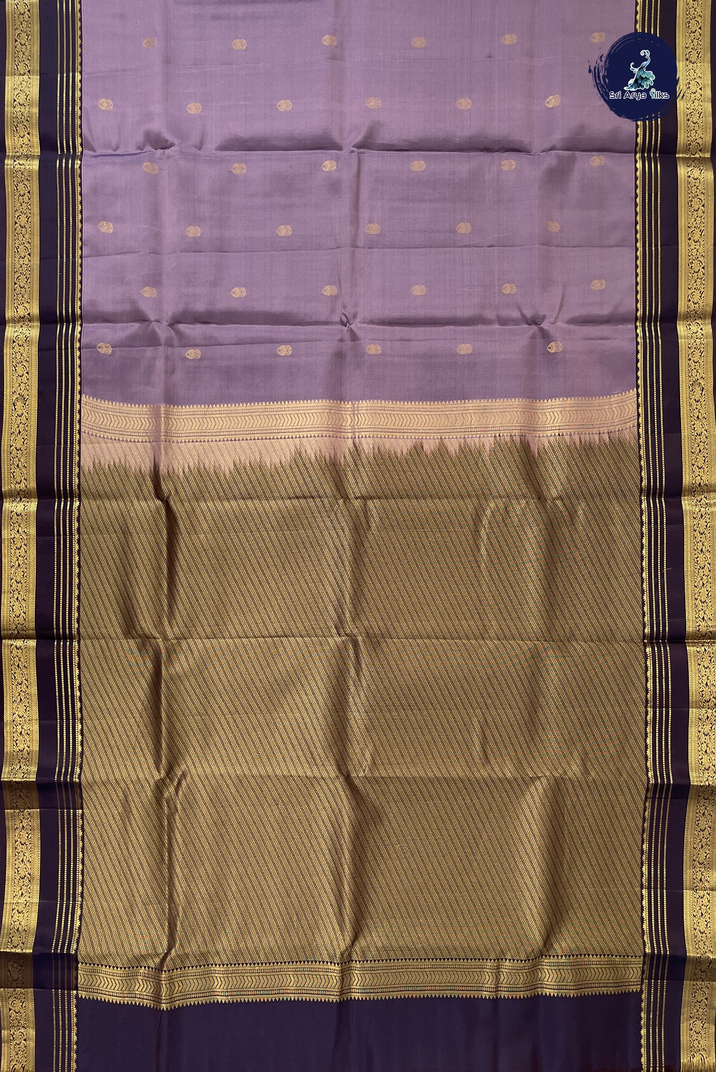 Mauve Half Pure Silk Saree With Zari Buttas Pattern