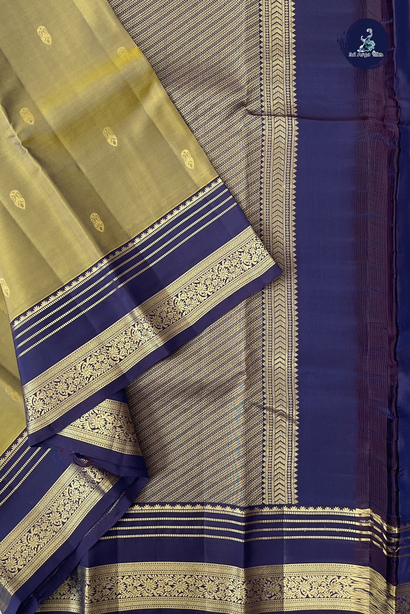 Mustard Half Pure Silk Saree With Zari Buttas Pattern