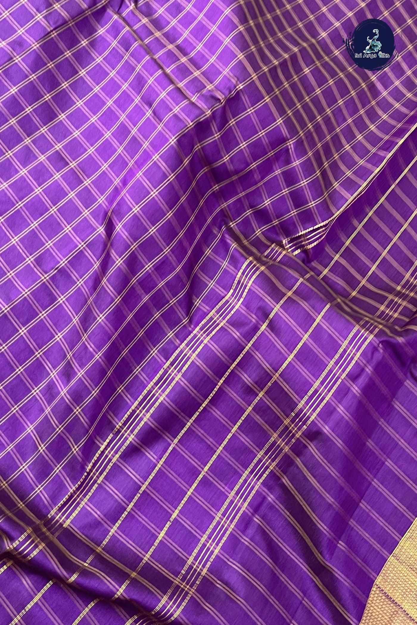Violet Light Weight Silk Saree With Checked Pattern