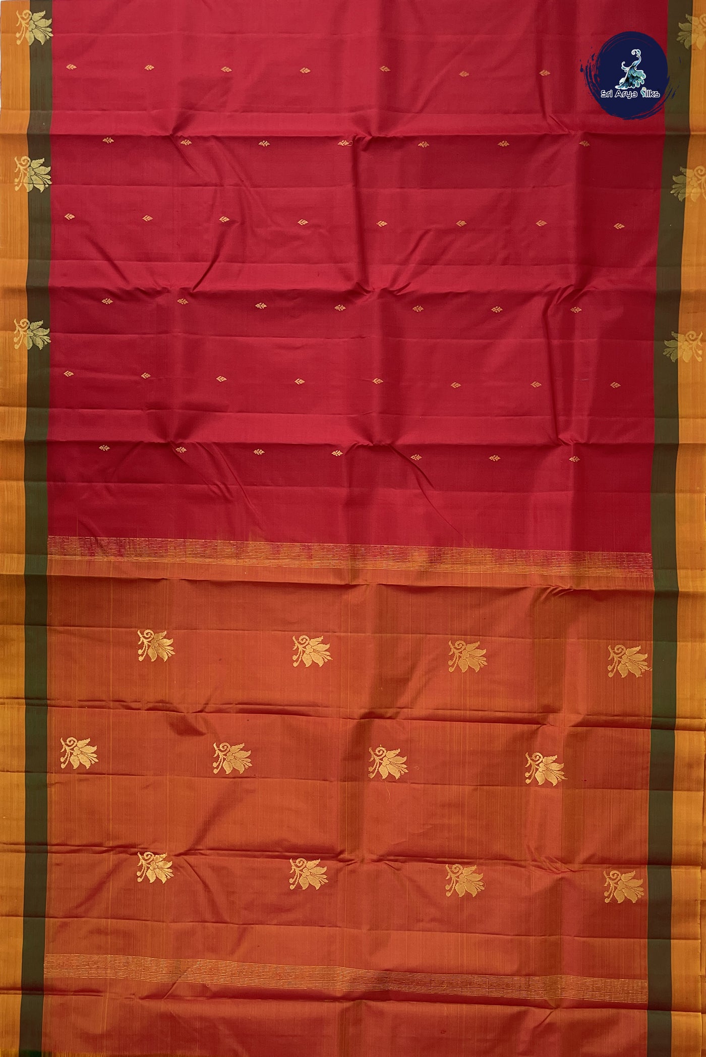 Red Light Weight Silk Saree With Zari Buttas Pattern